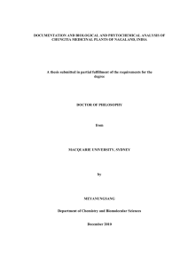 A thesis submitted in partial fulfillment of the requirements for the