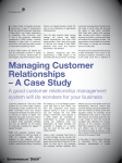 Managing Customer Relationships – A Case Study