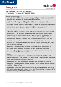 Pertussis vaccines for Australians