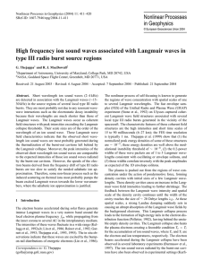 High frequency ion sound waves - Nonlinear Processes in Geophysics