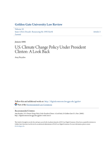 US Climate Change Policy Under President Clinton
