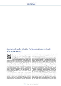A putative founder effect for Parkinson`s disease in South African