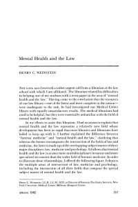 Mental Health and the Law