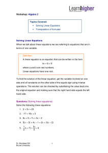 Solving Linear Equations ▪ Transposition of formulae