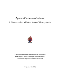 Aphrahat‟s Demonstrations: A Conversation with the Jews of