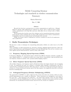 Mobile Computing Seminar Technologies and standards in wireless