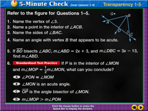 Adjacent angles - Mr. Cook`s Class