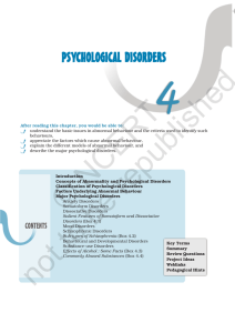 Chapter 4 - PSYCHOLOGICAL DISORDERS