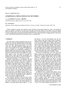 Section I. SpuItering of ices ASTROPHYSICAL IMPLICATIONS OF