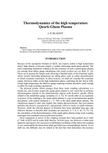 Thermodynamics of the high temperature Quark-Gluon - IPhT