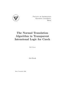 The Normal Translation Algorithm in Transparent Intensional Logic