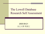 The Lowell Database Research Self Assessment