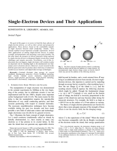 Single-electron Devices And Their Applications