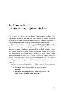 An Introduction to Second Language Vocabulary