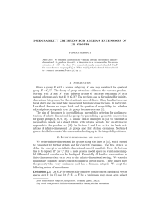 INTEGRABILITY CRITERION FOR ABELIAN EXTENSIONS OF LIE