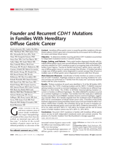 Founder and Recurrent CDH1 Mutations in Families With Hereditary