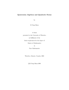 Quaternion Algebras and Quadratic Forms - UWSpace