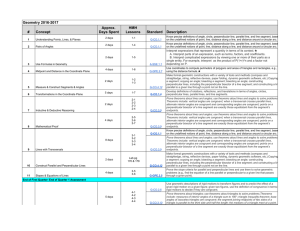 Geometry 2016-2017 # Concept Approx. Days Spent HMH Lessons