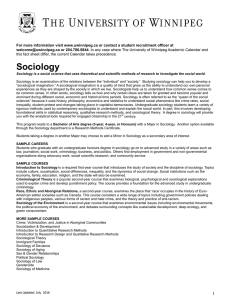 Sociology - The University of Winnipeg