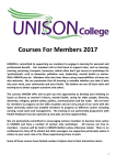 UNISON Member Learning Programme 2017 17 January 2017