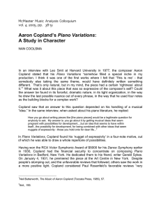 Aaron Copland`s Piano Variations: A Study in Character