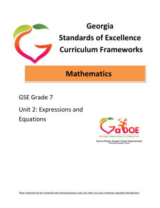 Unit 2: Expressions and Equations