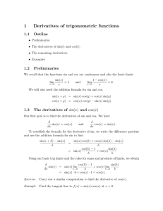 1 Derivatives of trigonometric functions