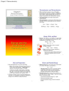 Energy and the First Law of Thermodynamics