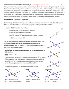 Prove Vertical Angles are Congruent. 2 1 34° 2x + 16 124° 3x + 16