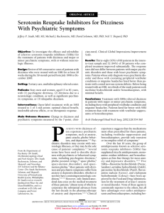 Serotonin Reuptake Inhibitors for Dizziness With Psychiatric