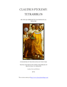 claudius ptolemy: tetrabiblos