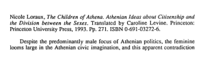 Nicole Loraux, The Children of Athena. Athenian Ideas about