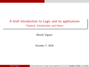 A brief introduction to Logic and its applications