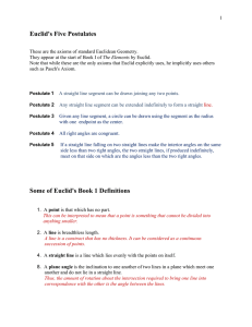 Euclid`s Five Postulates Some of Euclid`s Book 1 Definitions