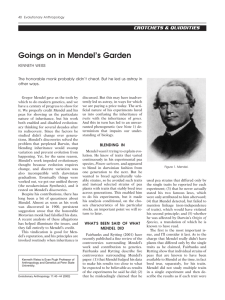 Goings on in Mendel`s Garden