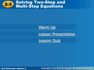 2-3 Notes 9/14/16 Solving Two-Step and Multi