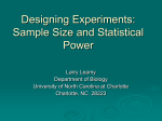 Designing Experiments: Sample Size and Statistical Power