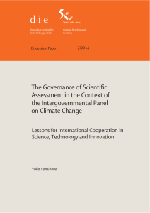 The Governance of Scientific Assessment in the Context of the