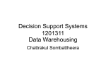 Decision Support Systems 1201311 Data Warehousing