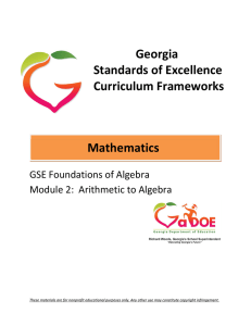 Module 2: Arithmetic to Algebra