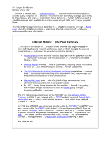 Internet History -- One Page Summary