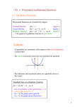 Ch. 2 Polynomial and Rational Functions 2.1 Quadratic Functions