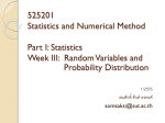 Statistics Week III: Random Variables and Probability Distribution