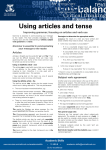 Using articles and tense - University of Melbourne
