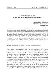 Frisians in Roman Britain in the Light of the Available Epigraphic