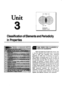 Classification and Periodic Properties of Elements