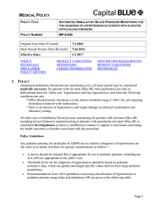 Automated Ambulatory Blood Pressure Monitoring For The