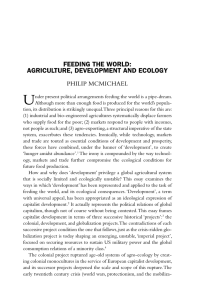 FEEDING THE WORLD: AGRICULTURE, DEVELOPMENT AND