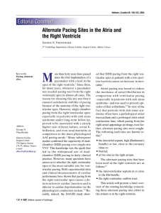 Alternate Pacing Sites in the Atria and the Right Ventricle