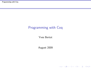 Programming with Coq